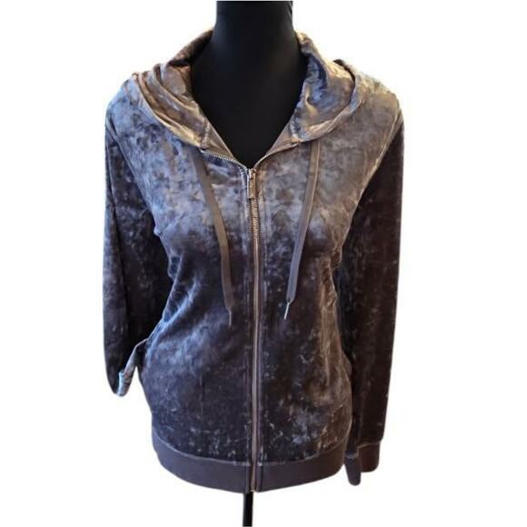 Calvin Kline crushed Velvet Hoodie in Grafite size LG new - Picture 1 of 7